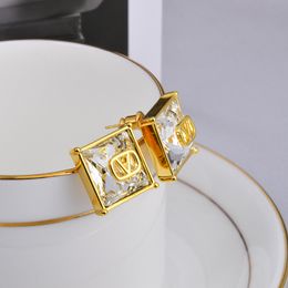gold earring Titanium Steel woman diamond Earrings High version letter V women Designer Luxury Gifts Not fade gold Jewellery