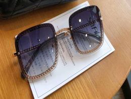 GoldBlue Square Chain Sunglasses Women Sunmmer Holiday Sun Glasses Fashion Sunglasses Shades New with box4139565