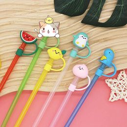 Drinking Straws Stereo Silicone Straw Cap Cute Cartoon Dust Plug Creative