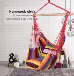 Hammock Chair Hanging Chair Swing With 2 Pillows Outdoor Garden Hammock for Adults Kids Hanging Swing Bed drop ship8051827