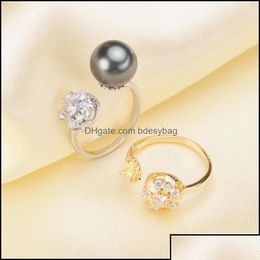 Other Other Findings Components Jewelryother Pearl Ring Settings Fashionable Adjustable Size 925 Sier Jewellery Diy Making No Drop Deliv Dhi6J