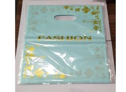 50pcs 2535cm Gold Flowers Design Blue Plastic Gift Bag Clothing Boutique Packaging Bags Big Plastic Shopping Bags With Handles7485064