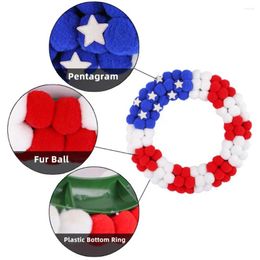 Decorative Flowers Fourth Of July Wreath Patriotic Usa Flag Garland Independence Day Stars Decoration For Front Door Wall 4th Theme