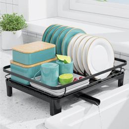 Kitchen Storage Counter Durable Stainless Steel Organisers And For Various Tableware Foldable Plate Holder Dish Drying Rack