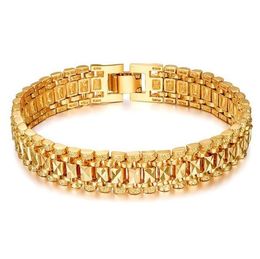 Chunky Women and Mens Hand Chain Bracelets Couple Bijoux 24K Gold Link Chain Bracelet for Women Jewelry Pulseira Masculina3423913