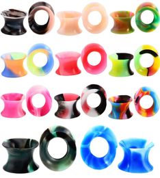 Tunnels Body Jewelry Jewelry11Pair Sile Flexible Thin Double Flared Flesh Tunnel Plugs Gauge Expander Stretcher Earlets Earrings2109166