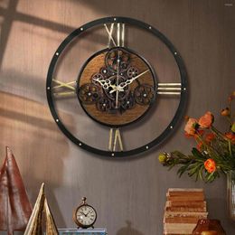 Wall Clocks 50cm/19.6 Inch Clock American Vintage Gear Silent Industrial Style Personalized Living Room Large Bedroom