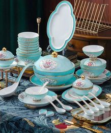 Cookware Sets Product 86pcs Chinese Traditional Luxury Living Room Home Decor Porcelain Dinnerware