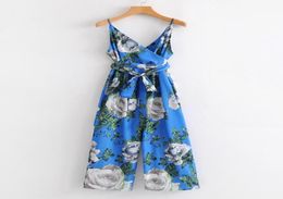 Europe and the United States fashion printing holiday high waist shows thin leakage back jumpsuit dress 7997446