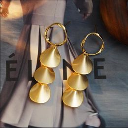 New designed Tassel ear stud women's cool simple long earrings Ginkgo leaf punk style luxury hanging earring Designer Jewellery 313y