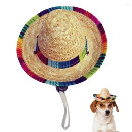 Dog Apparel Cute Mini Puppy Cat Straw Woven Sun Hat Cap Mexican Sombrero Pet Supplies