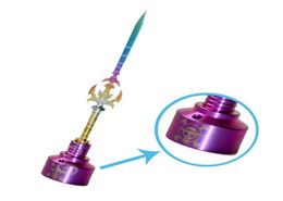 Titanium Nail Wax Carving Tool Purple Titanium Sword Shape Dabber with Titanium Carb Cap8311804