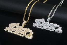 Iced Out Money Bag CZ Letter ACK Pendant Necklaces for Men Women Bling Cubic Zirconia Paved Charm Rapper Hip Hop Jewelry8075117