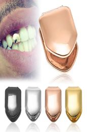 Braces Single Metal Tooth Grillz Gold silver Color Dental Grillz Top Bottom Hiphop Teeth Caps Body Jewelry for Women Men Fashion V1843269