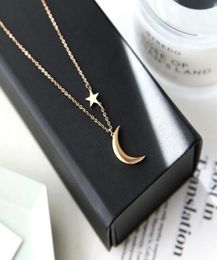 Pendant Necklaces Fashion Gold Silver Colour Moon Star Clavicle Chain Engagement Jewellery Women Classic Stainless Steel Necklace Gif6707220