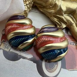 Stud Earrings European And American Retro Multi-Color Snail Shell Shape Jewelry For Woman Trendy