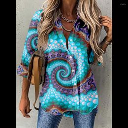 Women's Blouses Spring Abstract Print Shirt Fashion Women Blouse Loose Casual Top Harajuku Trend Cardigan Street Tops Long Sleeve Clothes