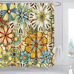 Shower Curtains 1/4PCS Bright Flower Printed Curtain Set Polyester Bath With Hooks Ideal For Bathroom And Partition Decorations