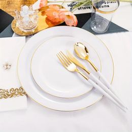 Baking Moulds 700pcs Golden Disposable Dinnerware Set White Plastic Plates Heavy Duty Tableware Include 100 Dinner Pl