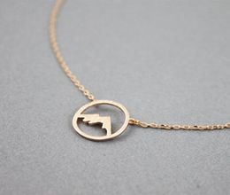 Rose Gold Range Mountain Necklace Women Simple Jewelry Bridesmaid Gift Stainless Steel Choker Circle Pendant Collare Femme 20207384933