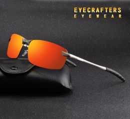Orange Mens UV400 Polarized Sunglasses Sports Driving Mirrored Sunglasses Rimless Metal Glasses Eyewear 3043DM3557426
