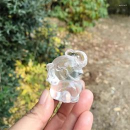 Decorative Figurines 4.5cm Natural Clear Quartz Elephant Crystal Animal Carving Crafts Healing Stone Statue For Home Ornaments Children Gift