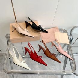 Miui heels designer slingback heels color patchwork sandals come with dress shoes elastic scarf outside elegant kitten heels high heels wedding