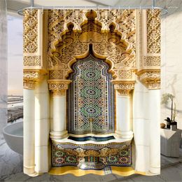 Shower Curtains Moroccan Architecture Design Curtain Garden Decorative Waterproof Fabric Bath With 12 Hooks