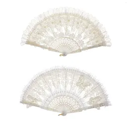 Party Favor Lace Folding Fan Fashion Dance Retro Handheld Foldable White For Home Show Cosplay Parties Dancing Performances