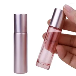 Storage Bottles 25pcs Glass Roller Bottle 5ML 10ML Travel Portable Clear Rose Gold Cosmetic Perfume Refillable Roll On For Essential Oil