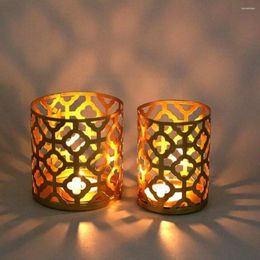 Candle Holders Vintage Iron Holder Hollow Lanterns Table Ring Cup Candles Lighting Decorative Home Candlestick Aromatic Wedding Dec U6j7