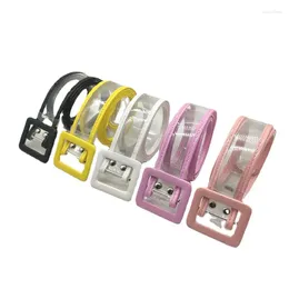 Decorative Flowers Leisure Simple And Cool Summer Without Punching Square Smooth Buckle Transparent Coloured Edge Plastic Women's Belt