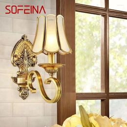 Wall Lamps SOFEINA American Brass Lamp Indoor Living Room Bedroom Bedside Retro Villa El Corridor Hallway Lampl