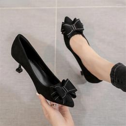 Dress Shoes Maogu Women Pumps Elegant Thin Heels 3cm 5cm 7cm Lightweight Non-slip Korean Designer Black Bowknot Pointed Toe Office 33