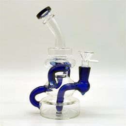 8 Inch Green Glass Water Pipe Bong Dabber Rig Recycler Pipes Bongs Smoke Pipes 14.4mm Female Joint with Regular Bowl&Banger US Warehouse