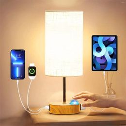 Table Lamps Bedside Lamp Touch Control With USB A C Charging Ports Rechargeable Led Reading Light For Bedroom Living Room