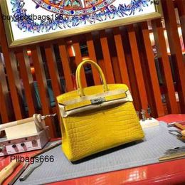 Designer Bag Womens Handbags Full Manual Wax Wire Package 9d Amber Yellow Bright Face Two Points Hcp Nile Crocodile Gold Buck Have Logo