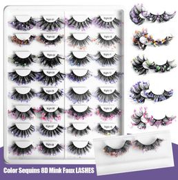 Luminous Coloured Faux 3D Mink Eyelashes Thick Long Fluffy False Eyelash Sequins Full Strip Eye Lashes Extension Makeup5030743