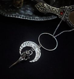 Morrigan Moon Goddess Crow Skull Necklace Gothic R Jewellery Pagan Celestial Witch Women Gift 2021 Pendant Fashion Long Necklaces8399683