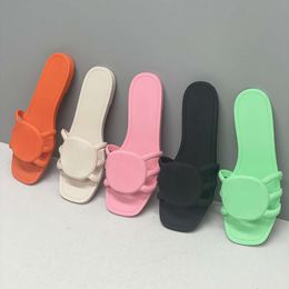 Designer Sandals Women Rubber Slippers Beach Shoes Ladies Flat Slides Orange Summer Outdoor Waterproof Size 35-41 With Box 560