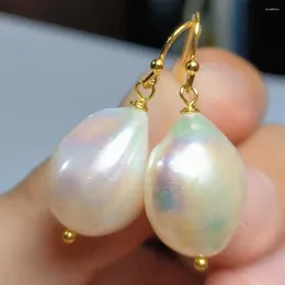 Dangle Earrings 15-20MM Natural Baroque White Drops Pearl 14K Beaded Modern Office Anniversary Minimalist Gemstone Casual Teens