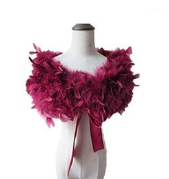 Shawls Real 100 Ostrich Feather Fur Wraps Bolero Solid Wedding Party Shawl Black White Women Winter Pink Cape Protect Shoulder S74679074