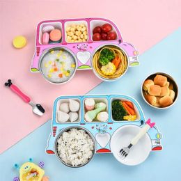 Dinnerware Sets 1PC Car Shape Children's Dining Plate Creative Stainless Steel Anti-fall Divided Household Baby Portable Tableware