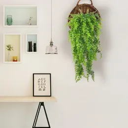 Decorative Flowers 2pcs Artificial Leaves Garland Simulation Plant Vine Home Office Wall Hanging Plastic Rattan
