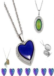 Heartshaped picture box Mood Pendant Necklace Temperature Can Change Colors6945034