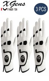 3Pcs All Weather Grip Golf Gloves Men Cabretta Leather with Ball Marker Left Right Hand Glove Golfer Accessories Drop 6769180
