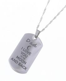 Stainless Steel Pendant Necklace " I Love You To The Moon and Back "Dog Necklace Military Mens Jewelry Family Gift1242640