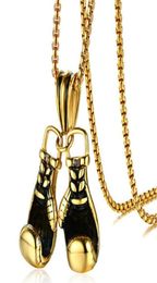 Pendant Necklaces Boxing Glove Necklace Punk Jewellery Cool Retro Men Chains Link Titanium8952279