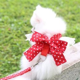 Dog Apparel Cute Chest Strap Soft Pet Leash Harness Cat Collar Outfits Bowknot For Dogs Sweet Breathable Puppy Vest