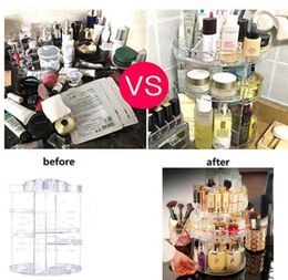 360 Degree Rotating Cosmetic Storage Box Makeup Organizer Cosmetics Storage Rack Fashion Crystal helf Display Stand High Capacit2977480